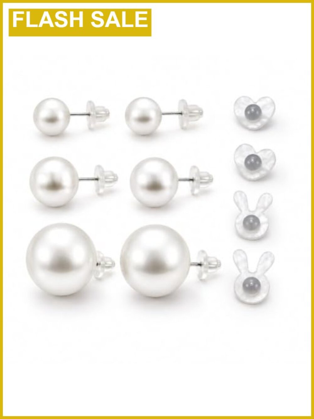 3 Pairs Pearl Stud Earrings S925 Sterling Silver Hypoallergenic Large Size